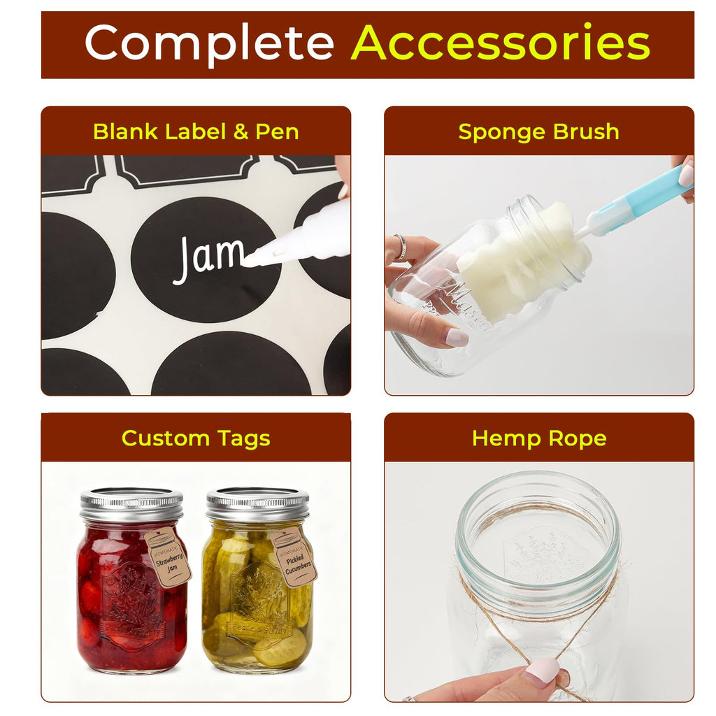 16oz 12 Pack Mason Jars with Airtight Lids N9533