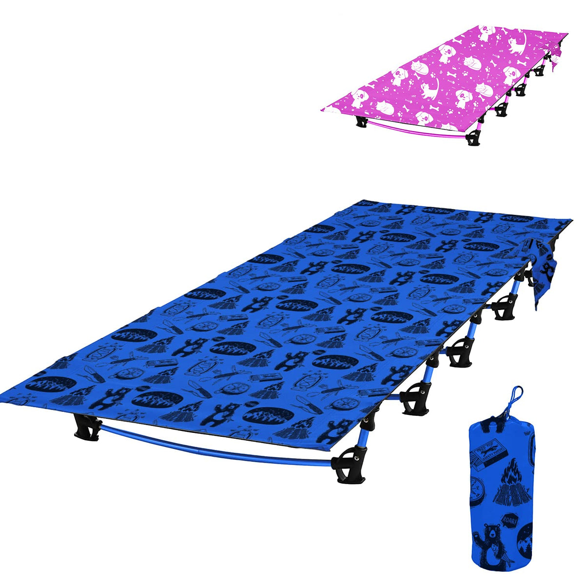 Blue Portable Folding Kids Camping Cot K360