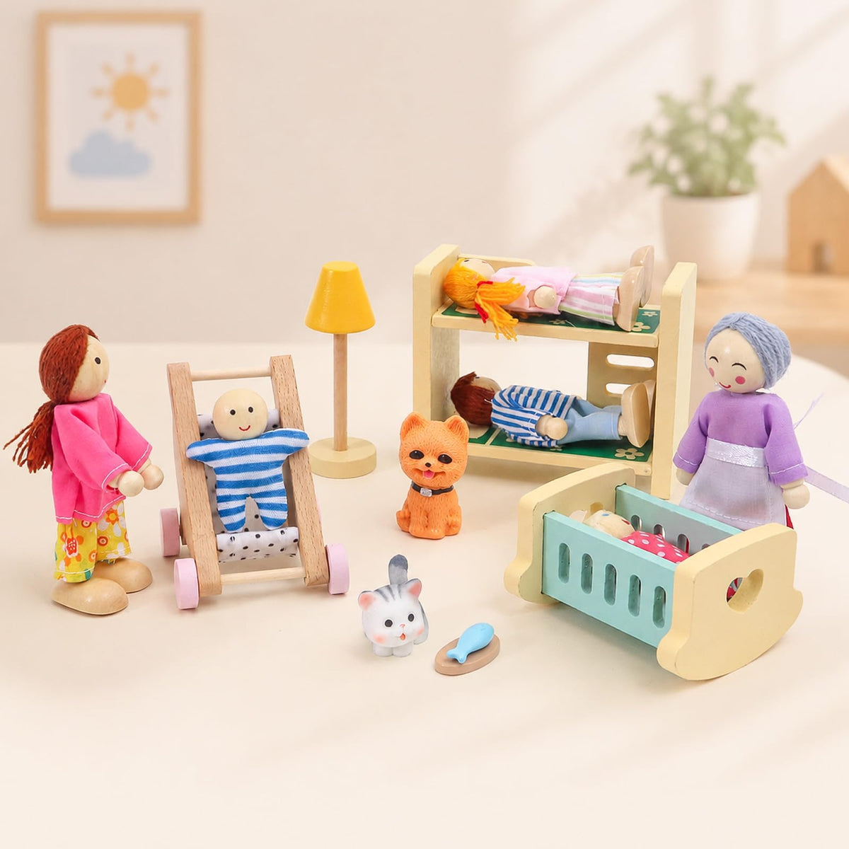 Wooden Dollhouse Family Set Figures T878