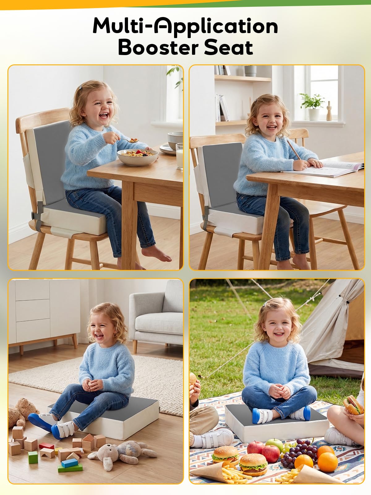 Grey Toddler Booster Seat for Kitchen Chair U24248