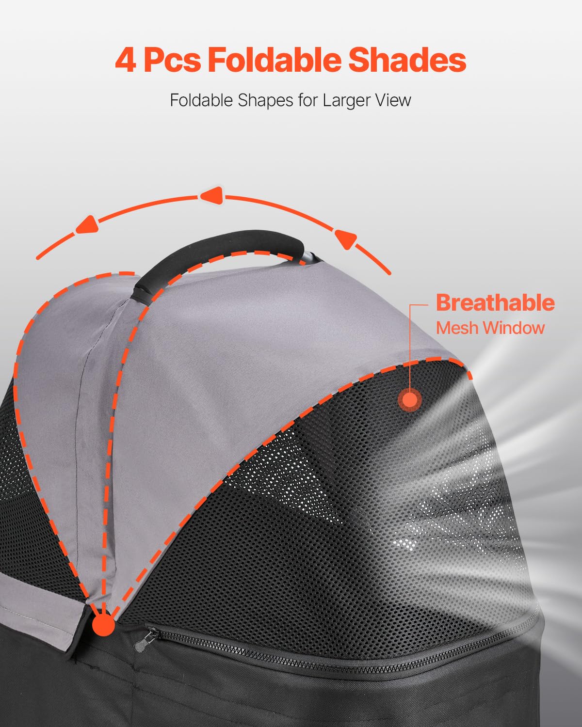 Foldable 4 Wheels Pet Stroller with Detachable Carrier D52565
