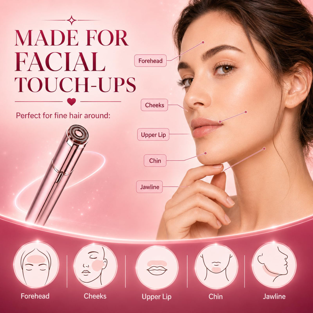 USB Rechargeable Facial Hair Remover with LED Light F654