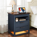 3 Drawer Nightstand with Charging Station and LED Lights Q353