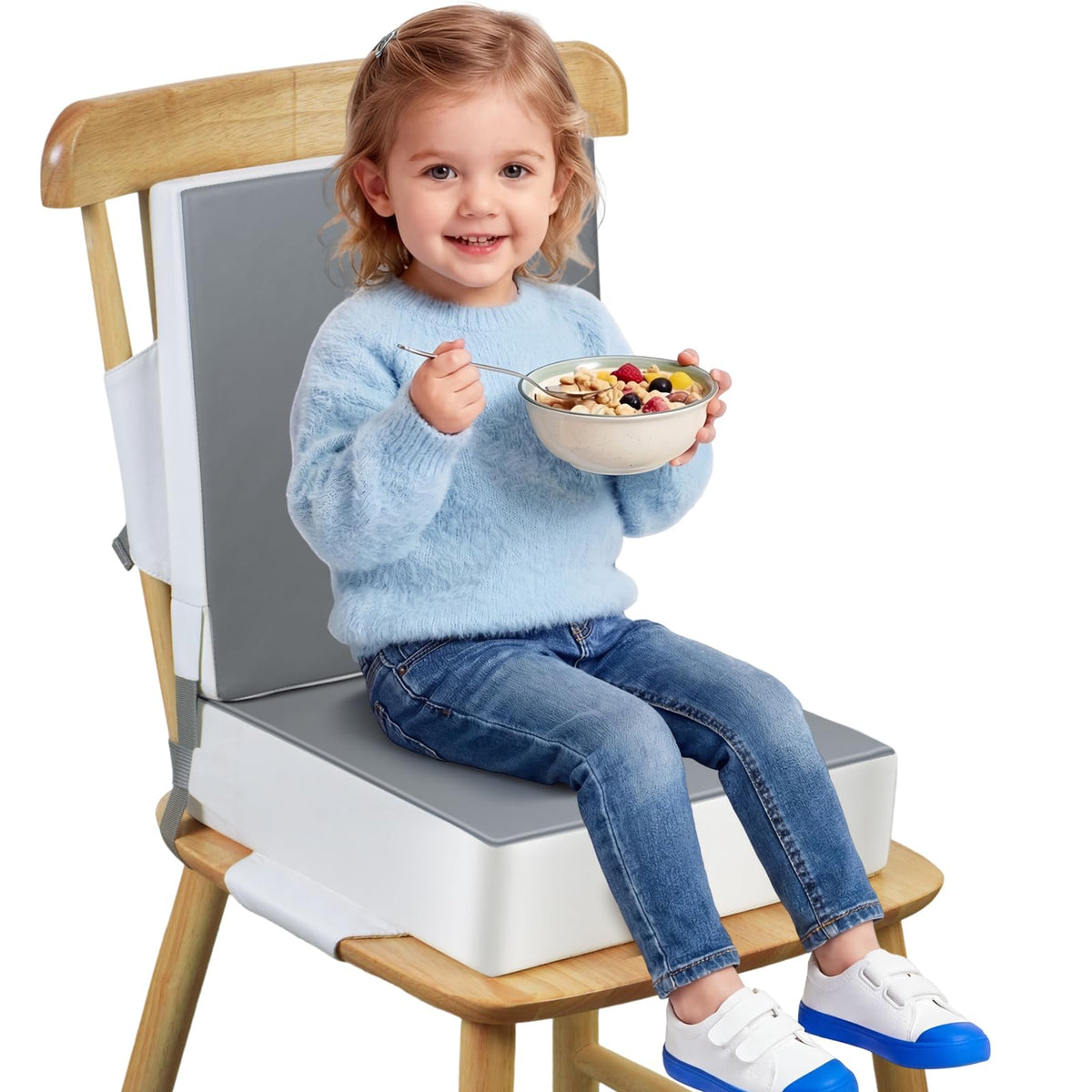 Grey Toddler Booster Seat for Kitchen Chair U24248
