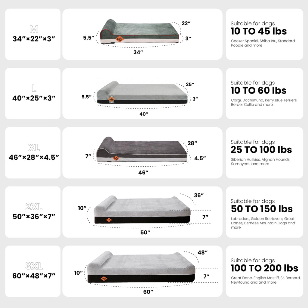 Slate Grey Memory Foam Orthopedic Dog Bed N918492