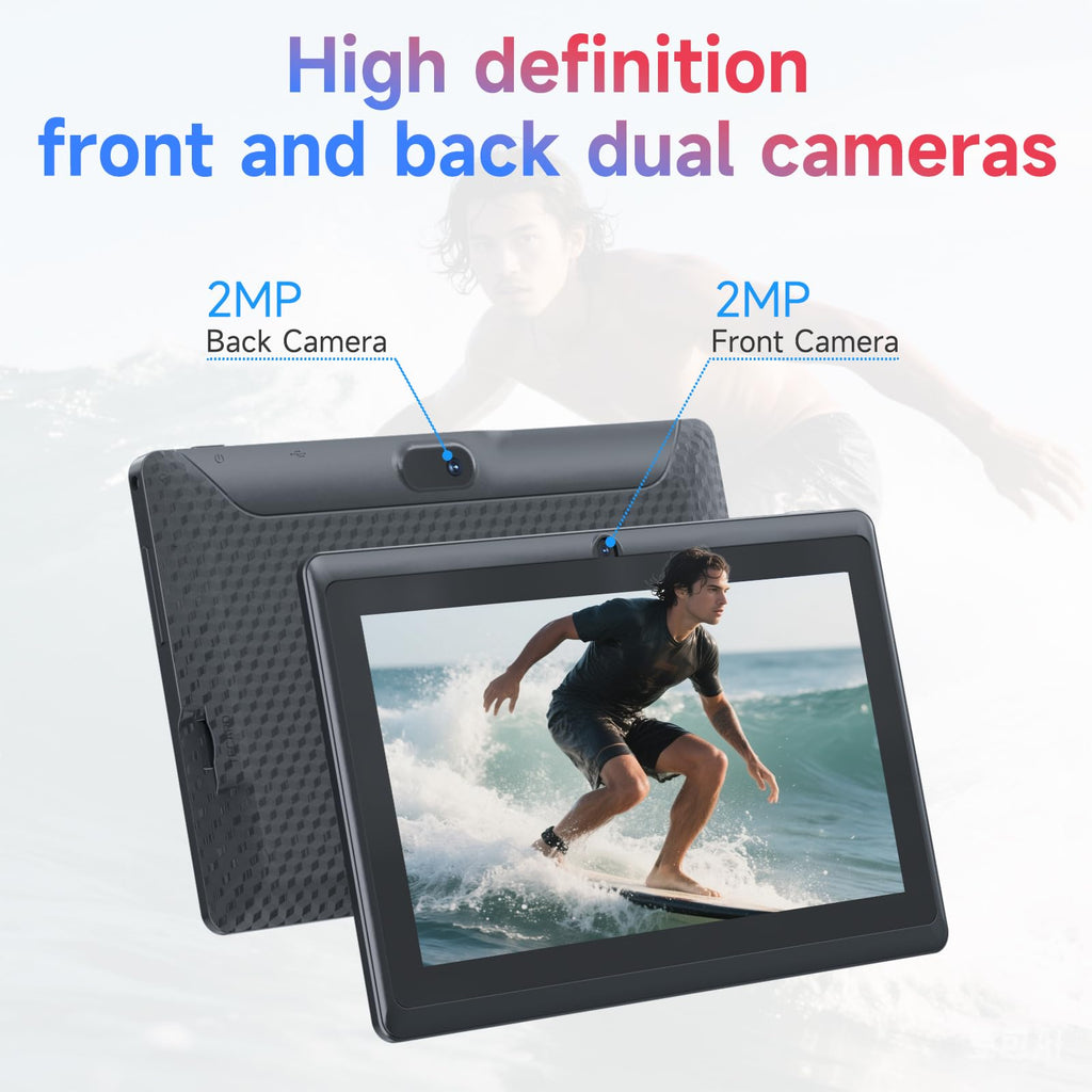7 inch Android 14 Tablet 8GB RAM 32GB ROM Quad-Core Black D2321