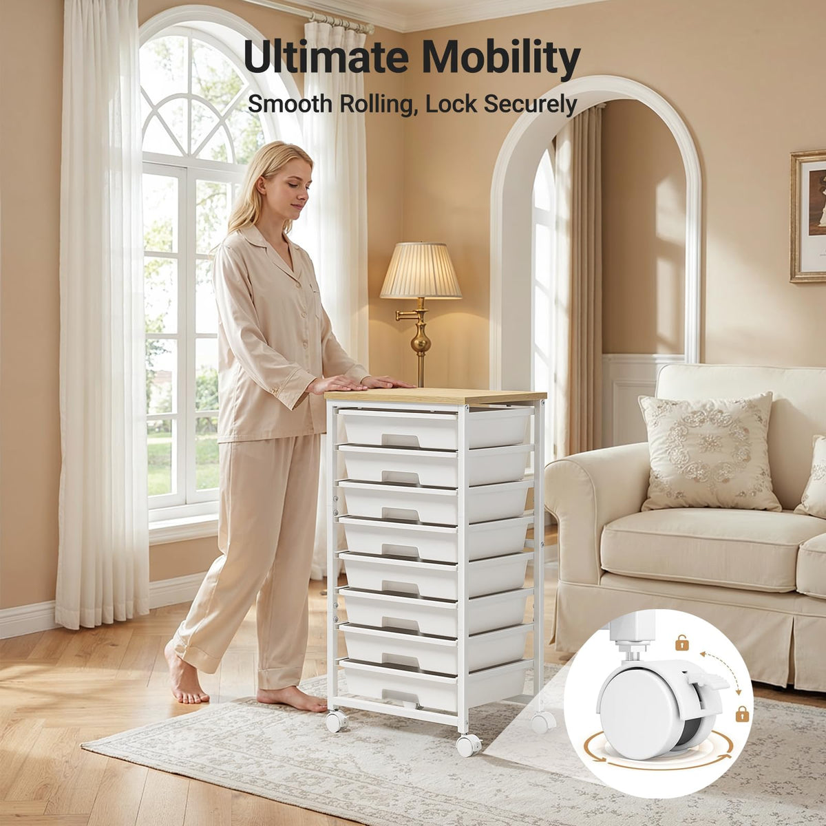 Rolling Cart with 8 Drawers A458