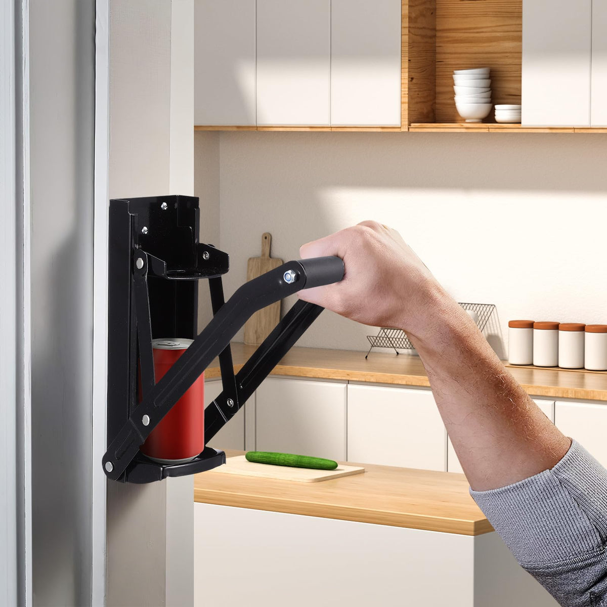 Black Wall Mounted Can Crusher with Bottle Opener O53618