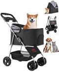 Foldable 4 Wheels Pet Stroller with Detachable Carrier D52565