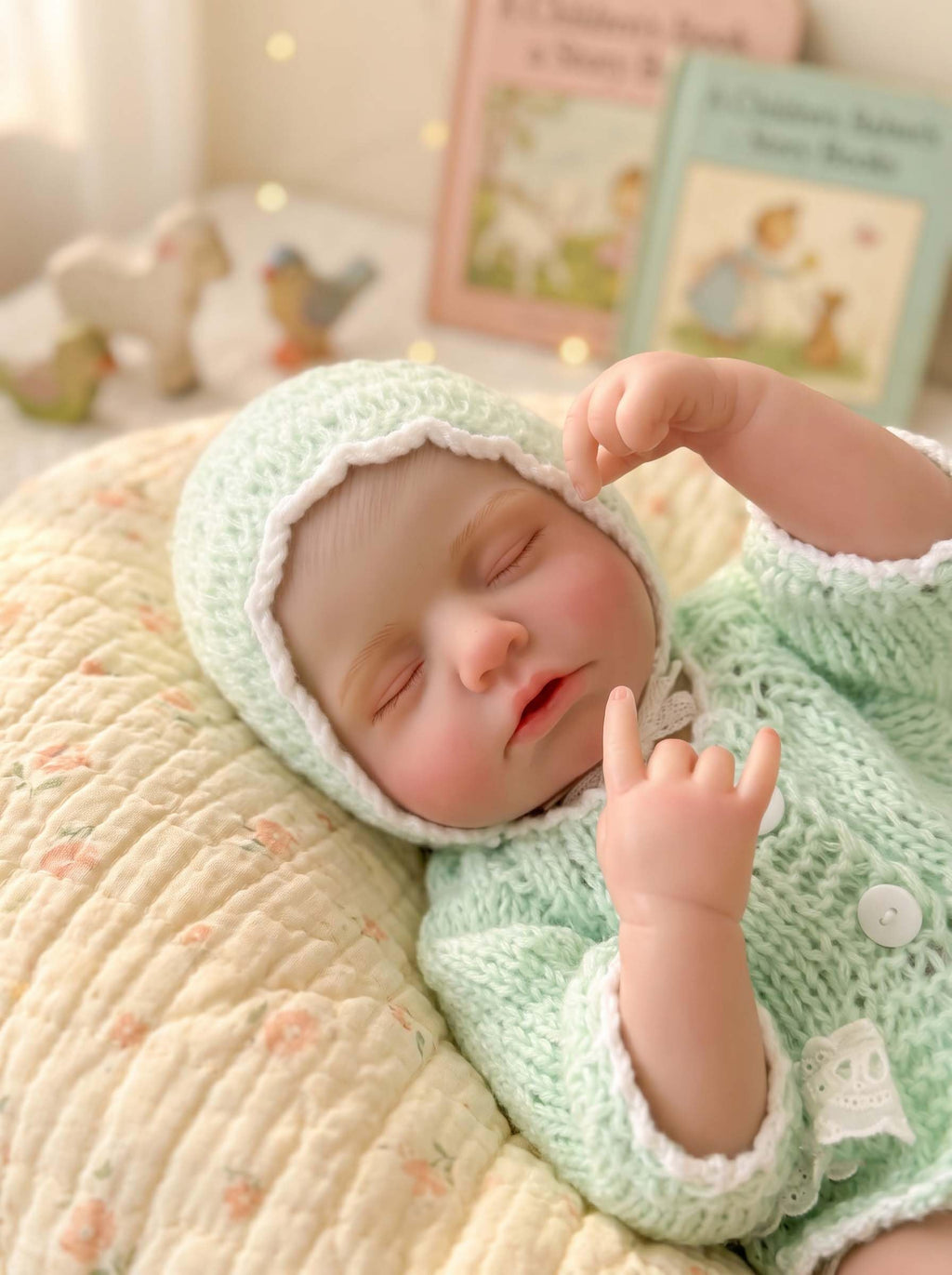 20-Inch Sleeping Reborn Baby Doll with Knitted Hat F102