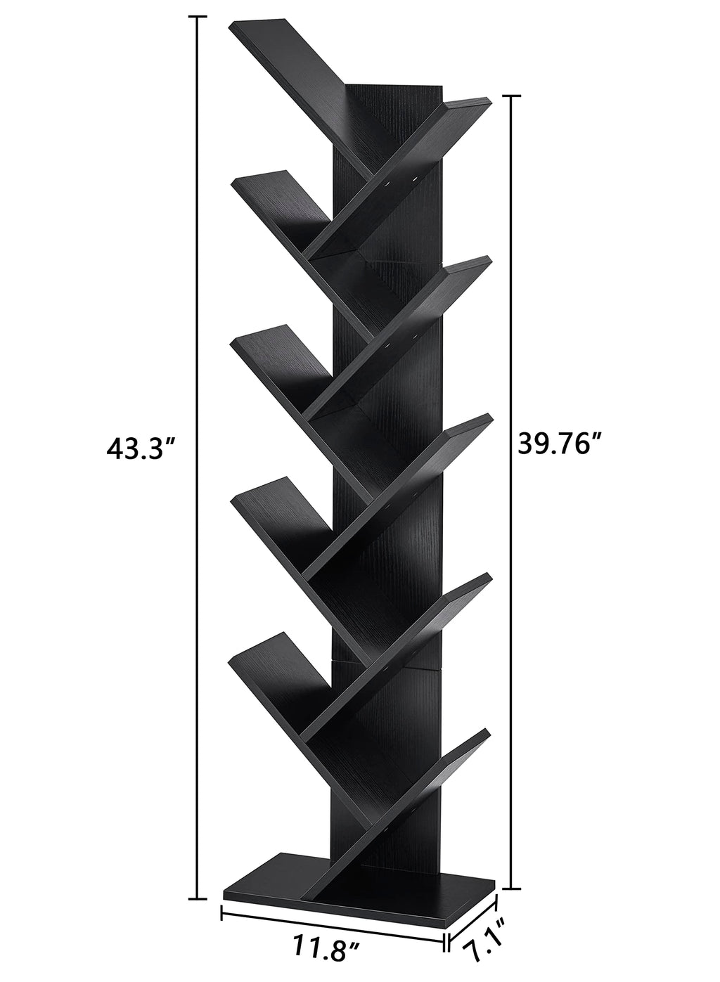 10 Tier Black Tree Bookshelf P3020