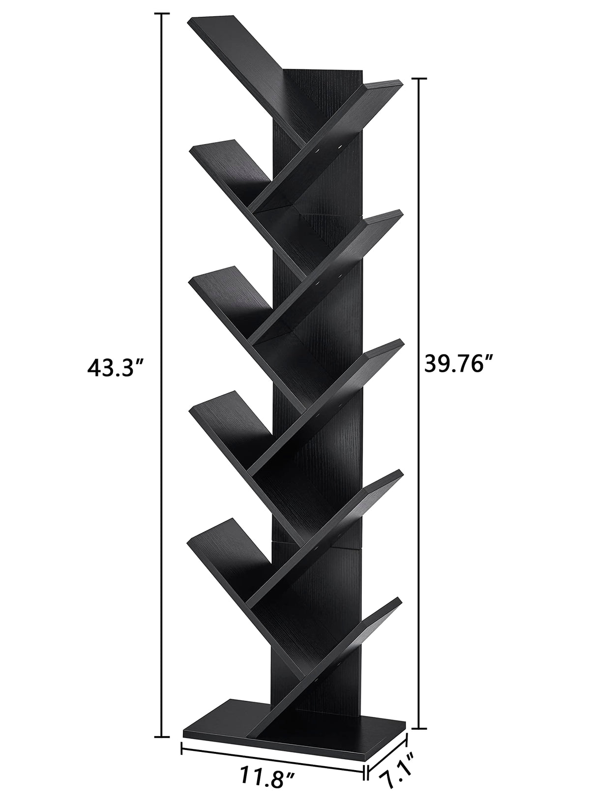 10 Tier Black Tree Bookshelf P3020