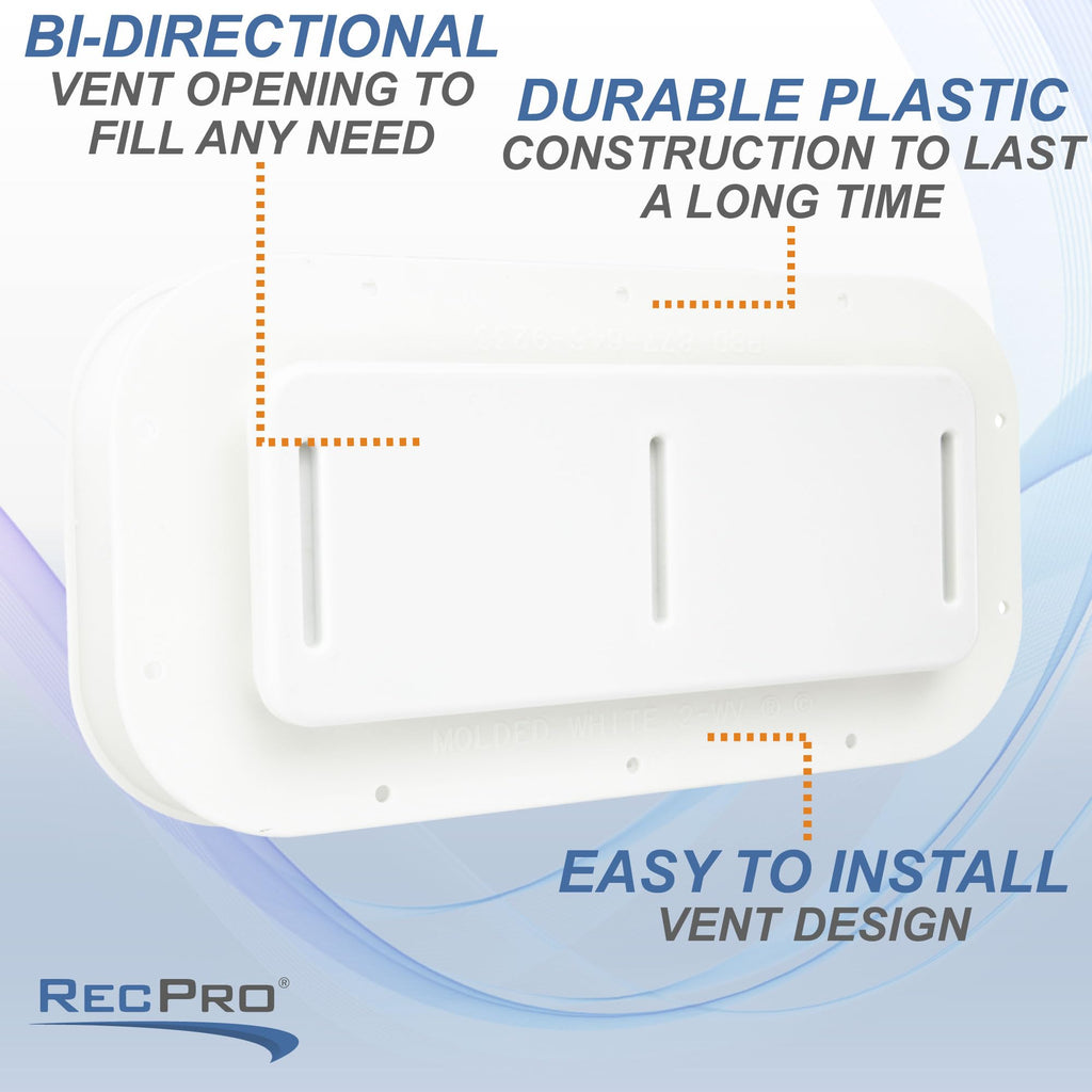 Two Way Plastic Vent with Trim Ring and Built-in Screen, 2 Pack, White U976