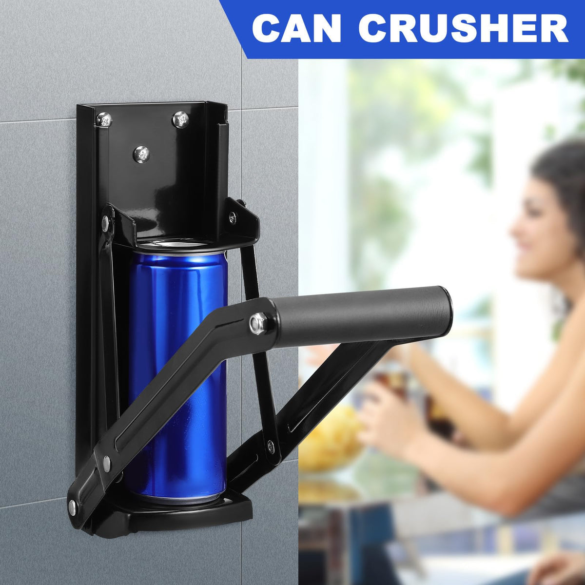 Black Wall Mounted Can Crusher with Bottle Opener O53618