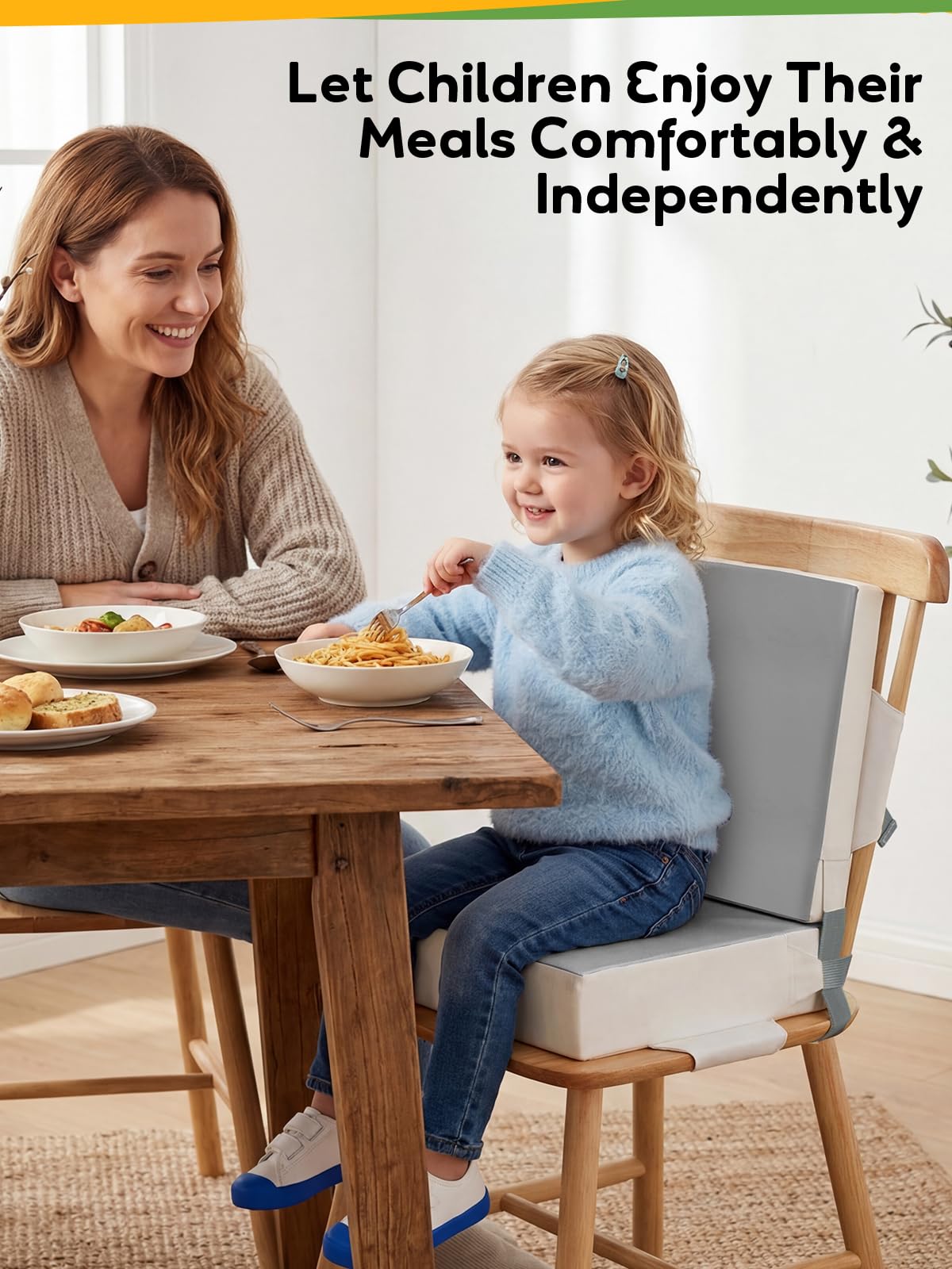 Grey Toddler Booster Seat for Kitchen Chair U24248