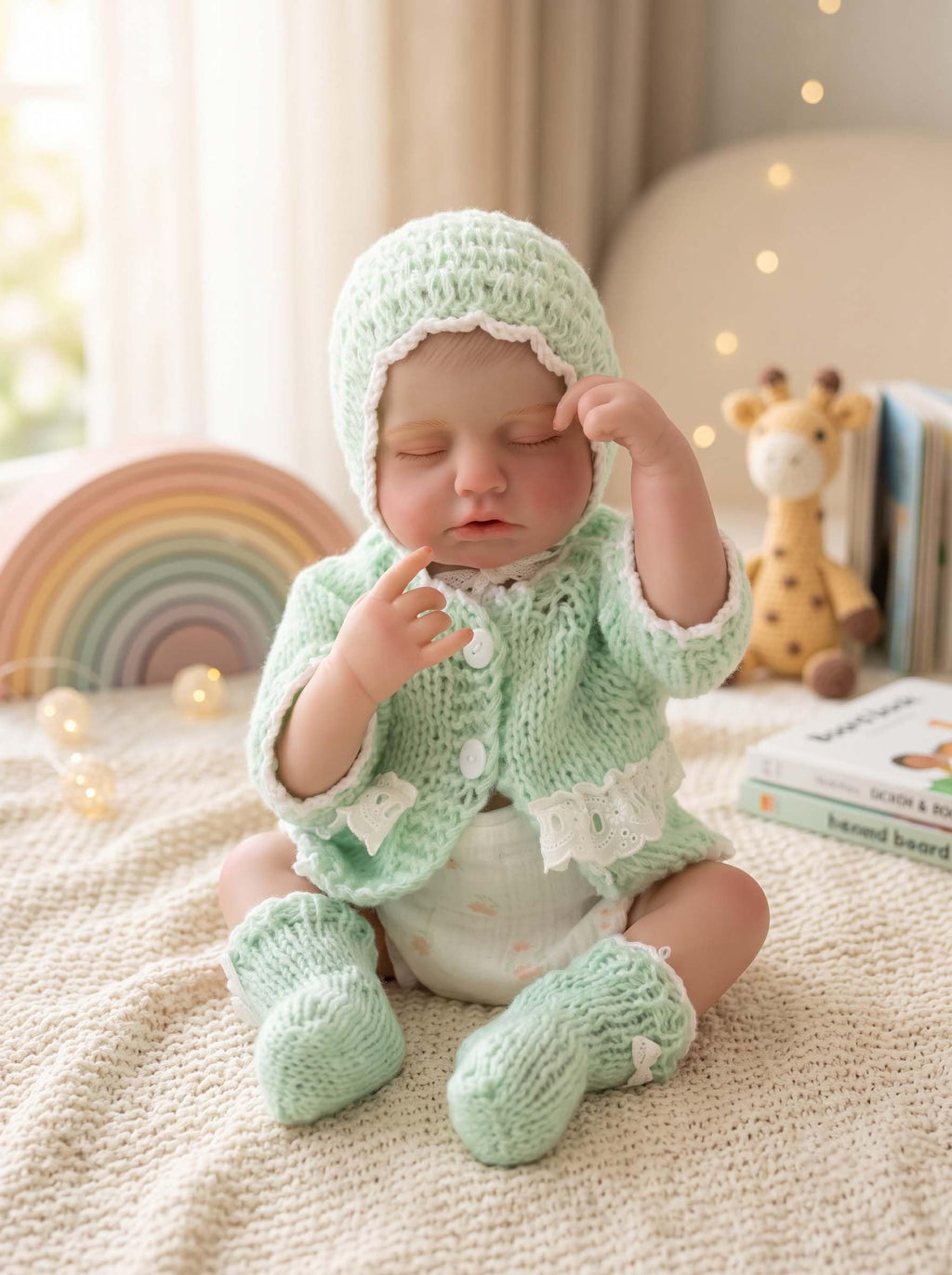 20-Inch Sleeping Reborn Baby Doll with Knitted Hat F102
