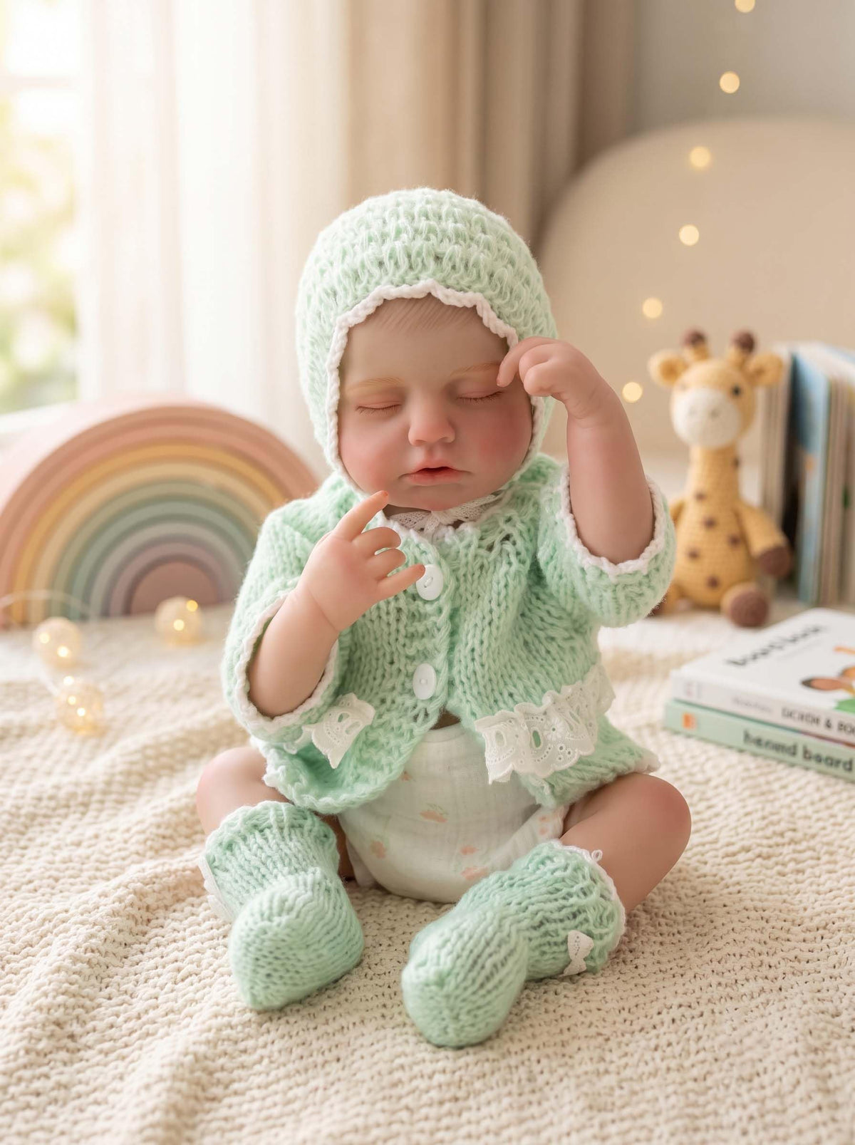 20-Inch Sleeping Reborn Baby Doll with Knitted Hat F102