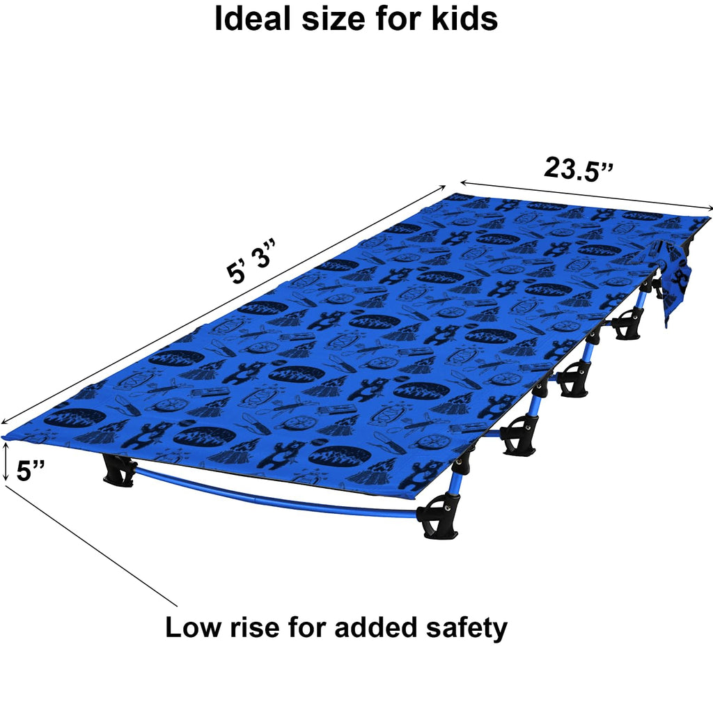 Blue Portable Folding Kids Camping Cot K360