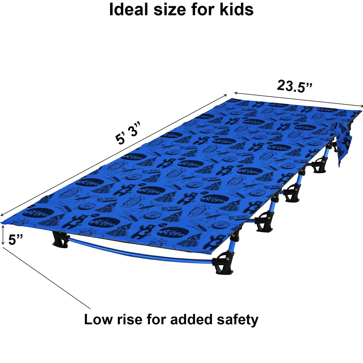 Blue Portable Folding Kids Camping Cot K360