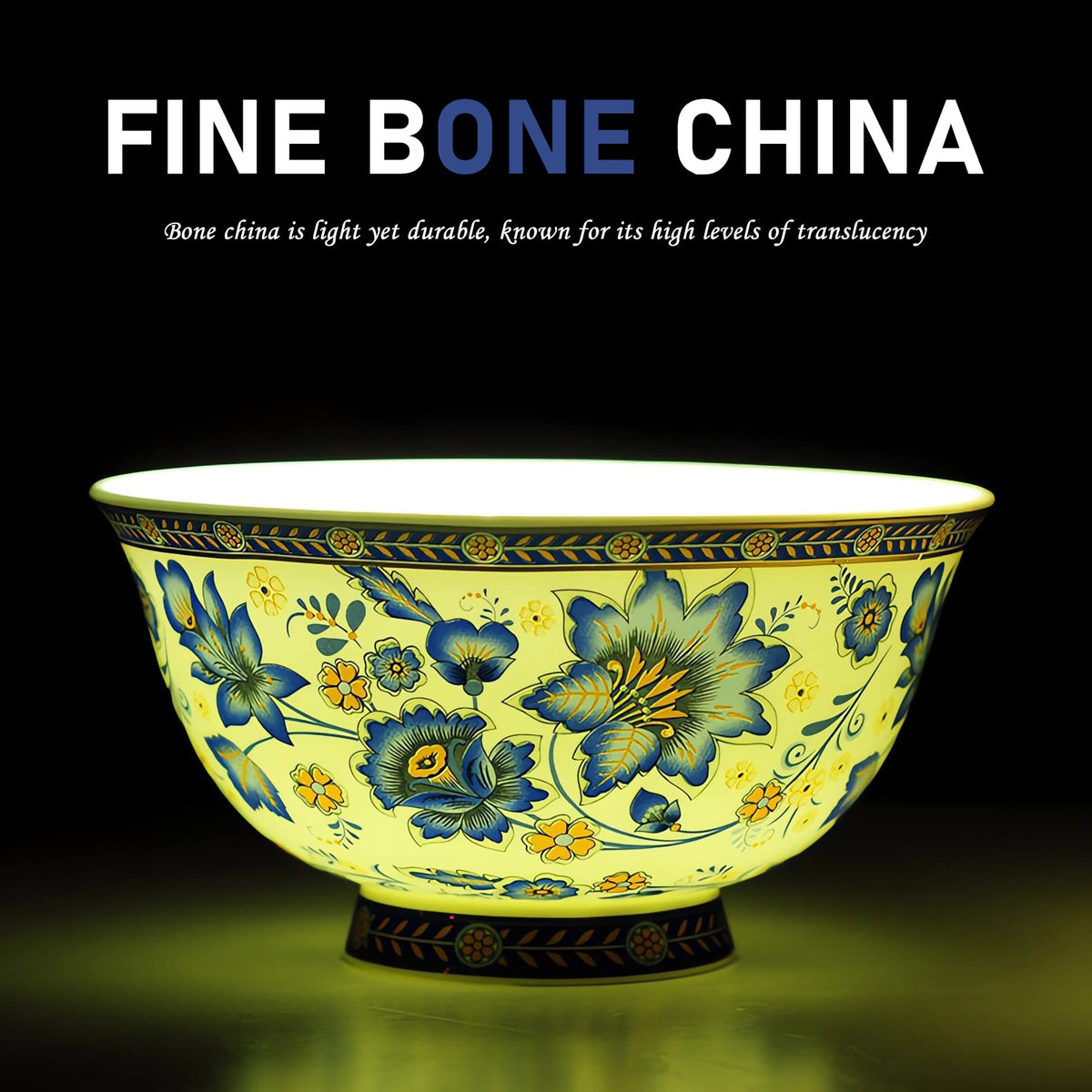 Bone China Tea Set for 6, 12 Pieces Blue and White A337532