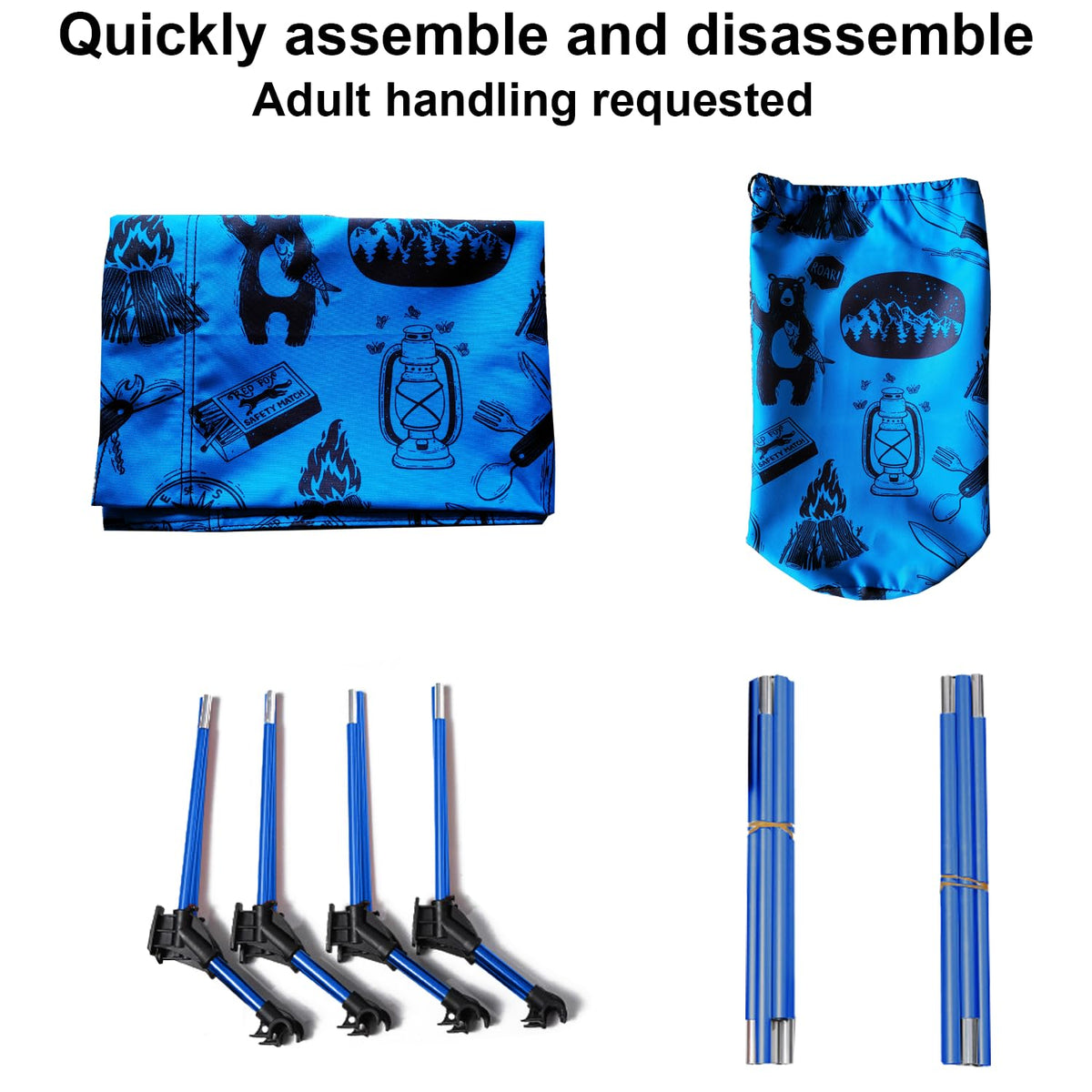 Blue Portable Folding Kids Camping Cot K360