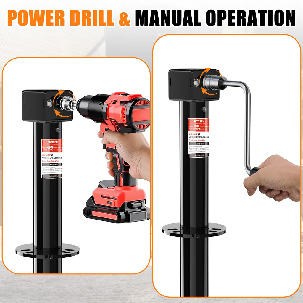 A-Frame Trailer Jack 2-in-1 5000lbs Foot Plate & 2000lbs Dual-Wheel A391230