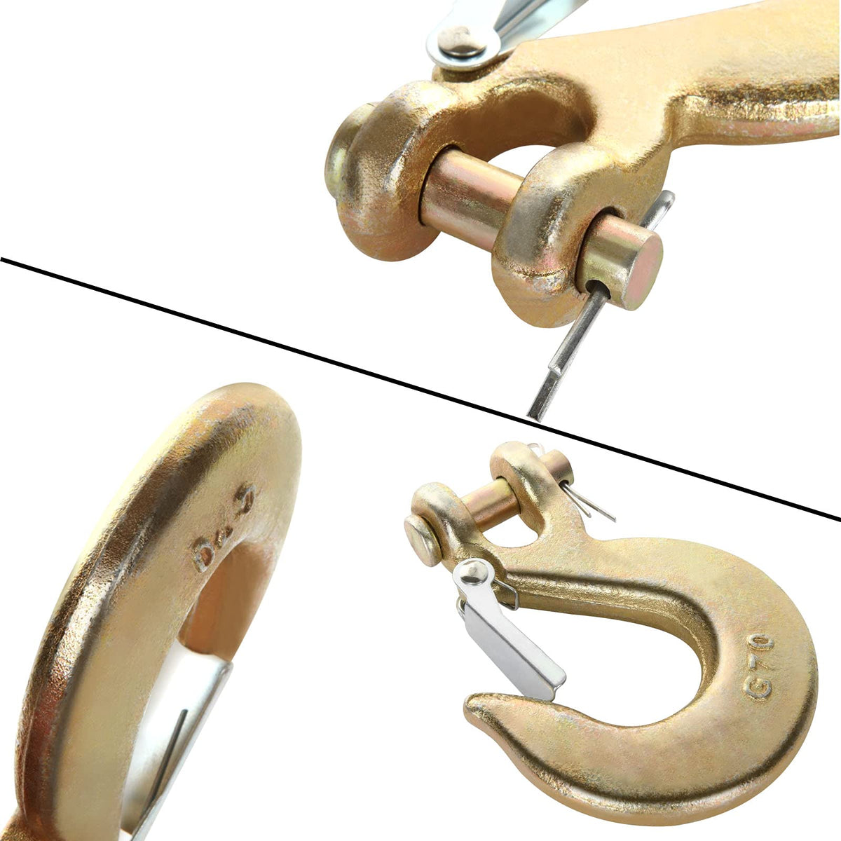 3/8 Inch Heavy Duty Forged Steel Clevis Slip Hook with Latch, 4 Pack U791