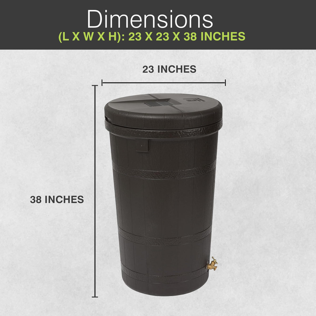 50 Gallon Oak Brown Water Collection Barrel S951