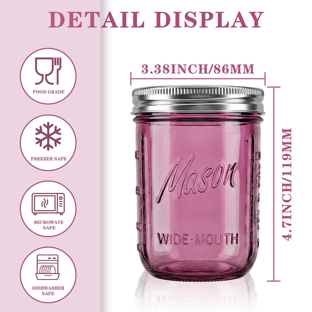 12 Pack 16 oz Wide Mouth Mason Jars with Lids V285