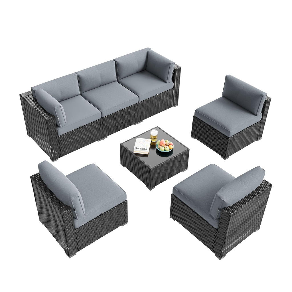 7 Piece Wicker Rattan Outdoor Sectional Sofa Set Q242