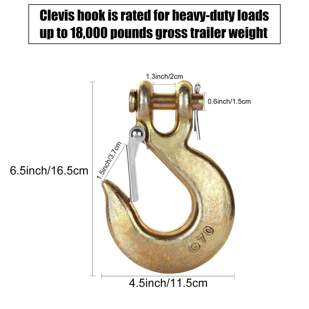 3/8 Inch Heavy Duty Forged Steel Clevis Slip Hook with Latch, 4 Pack U791