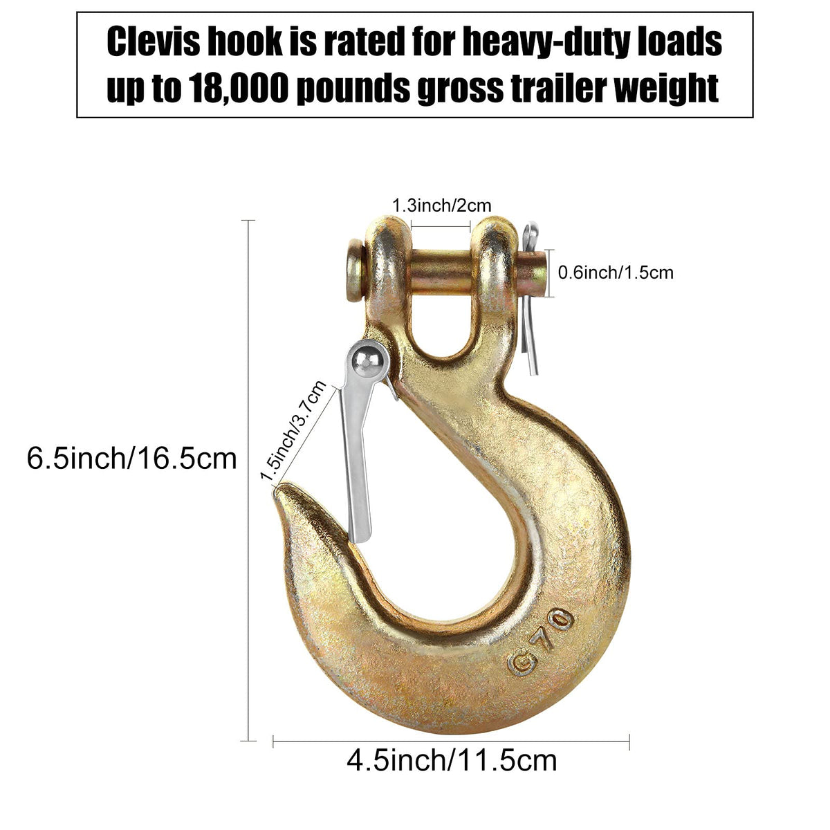 3/8 Inch Heavy Duty Forged Steel Clevis Slip Hook with Latch, 4 Pack U791