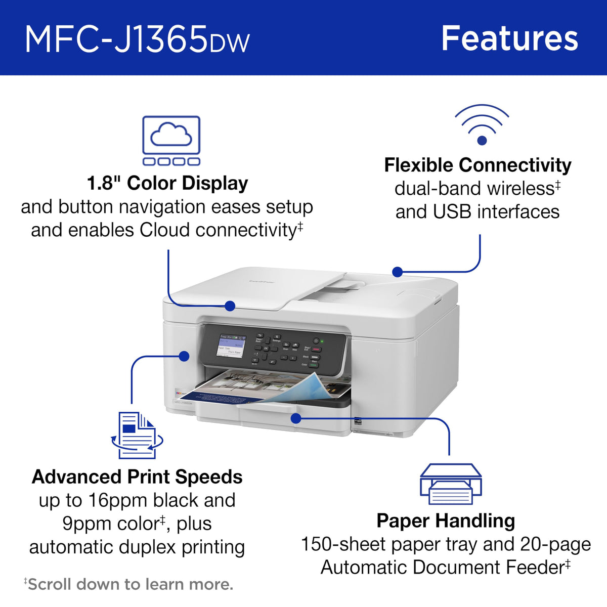 Wireless Color Inkjet All-in-One Printer with Automatic Duplex Printing B703