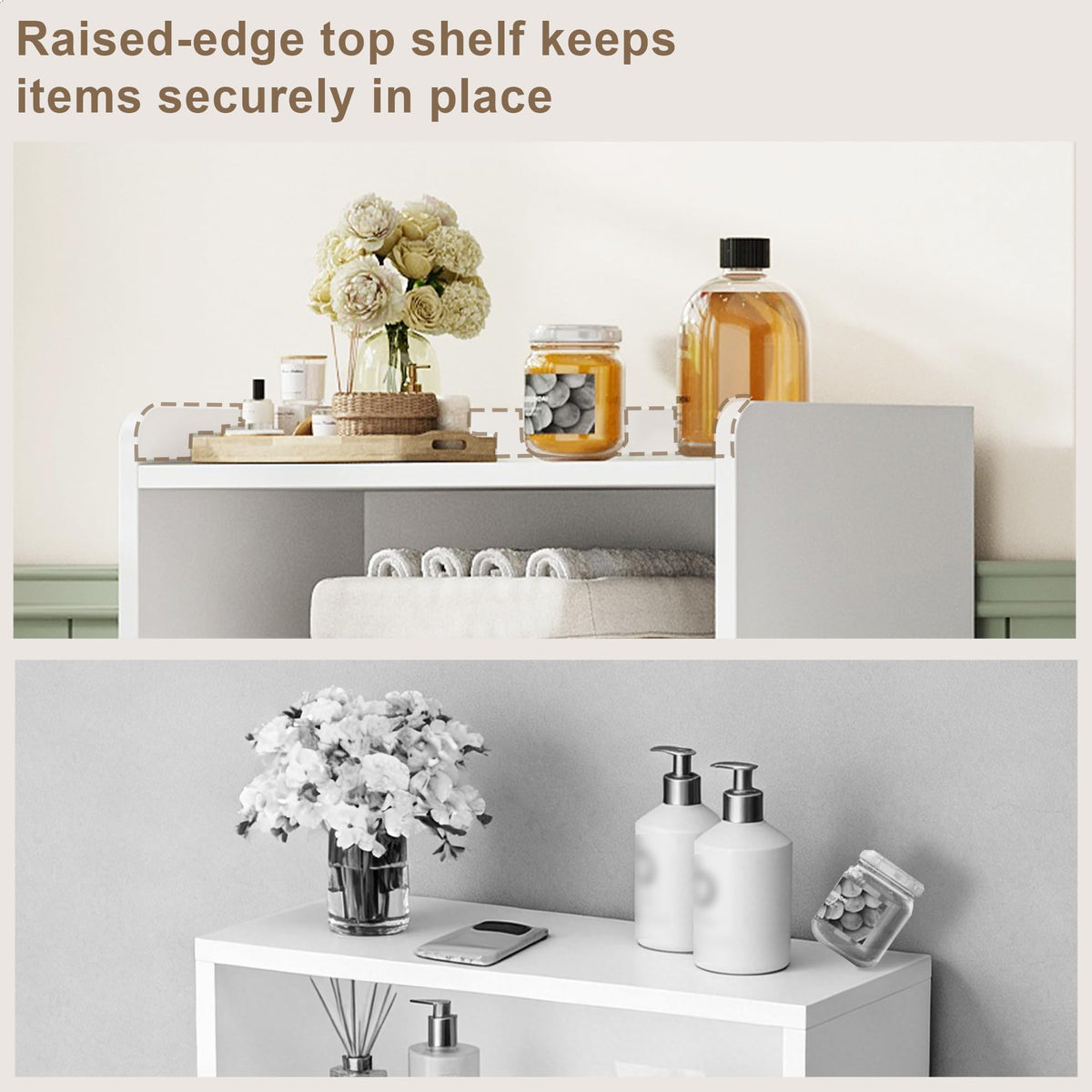Small Bathroom Storage Cabinet with 2 Door and Shelves V9658