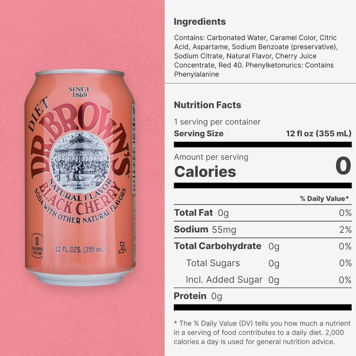 Black Cherry Diet Soda 12 Fl Oz (Pack of 4) C609822