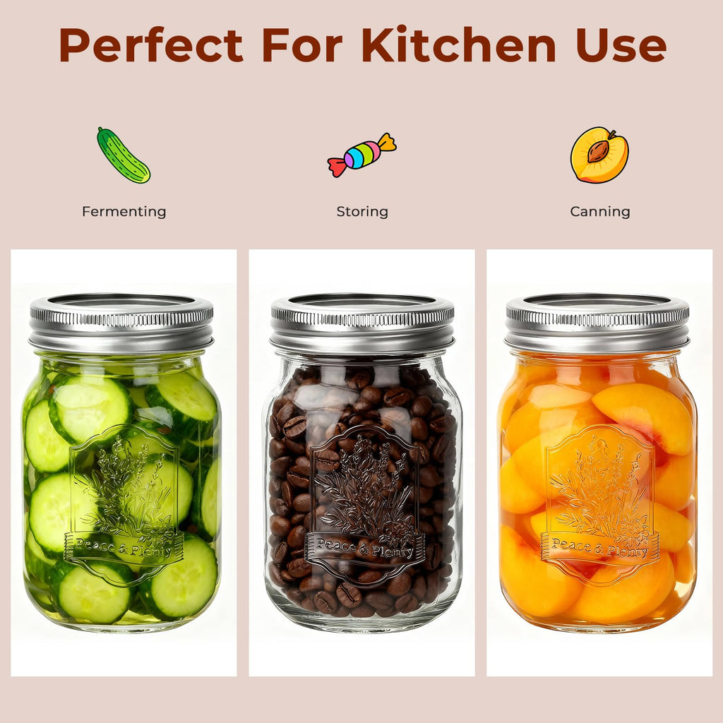 16oz 12 Pack Mason Jars with Airtight Lids N9533