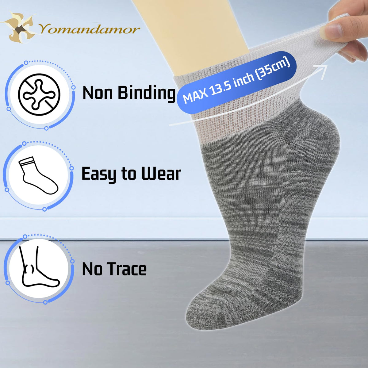6 Pairs Diabetic Ankle Socks with Non-Binding Top and Cushion Sole K188