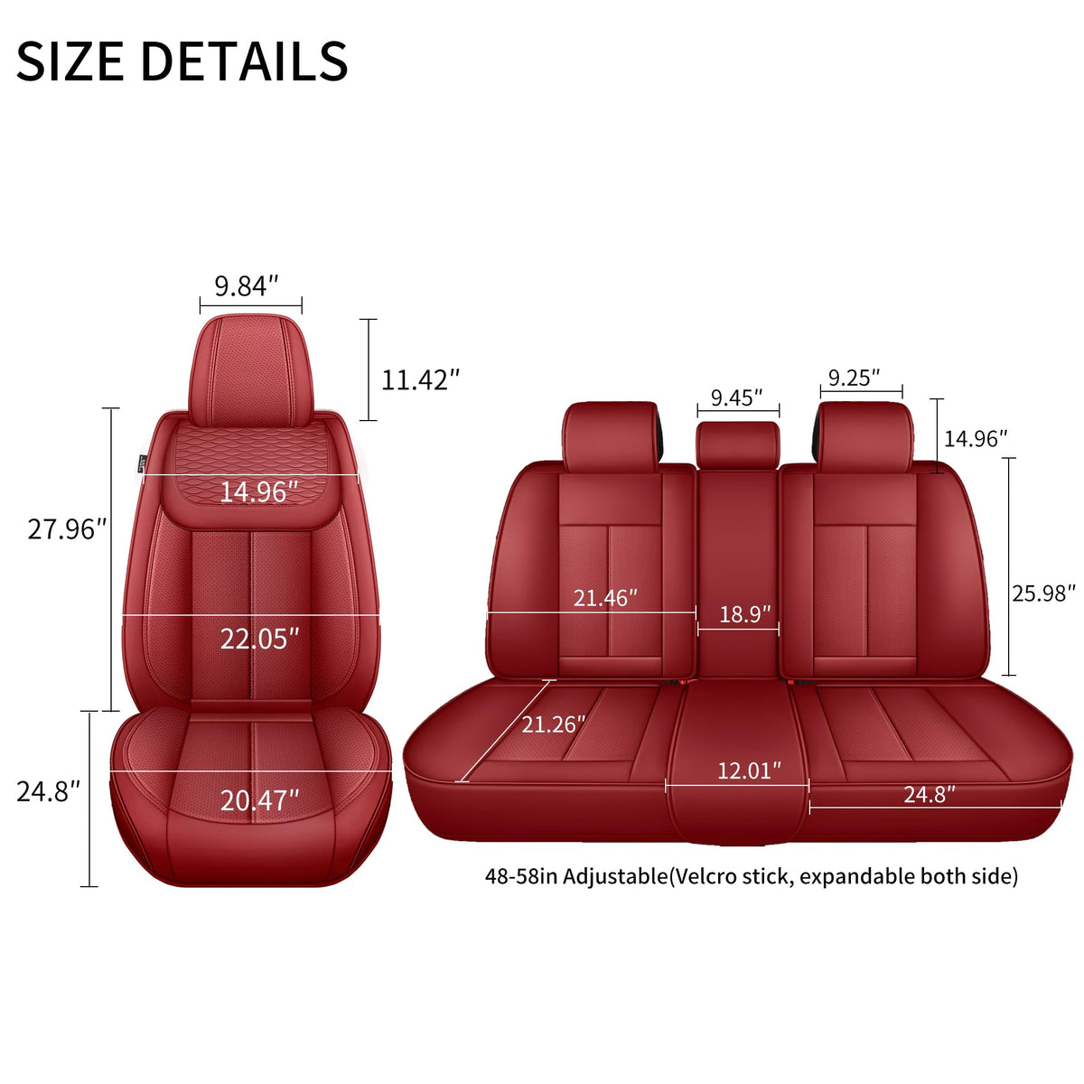 Red 5 Seat Car Seat Covers Full Set P950
