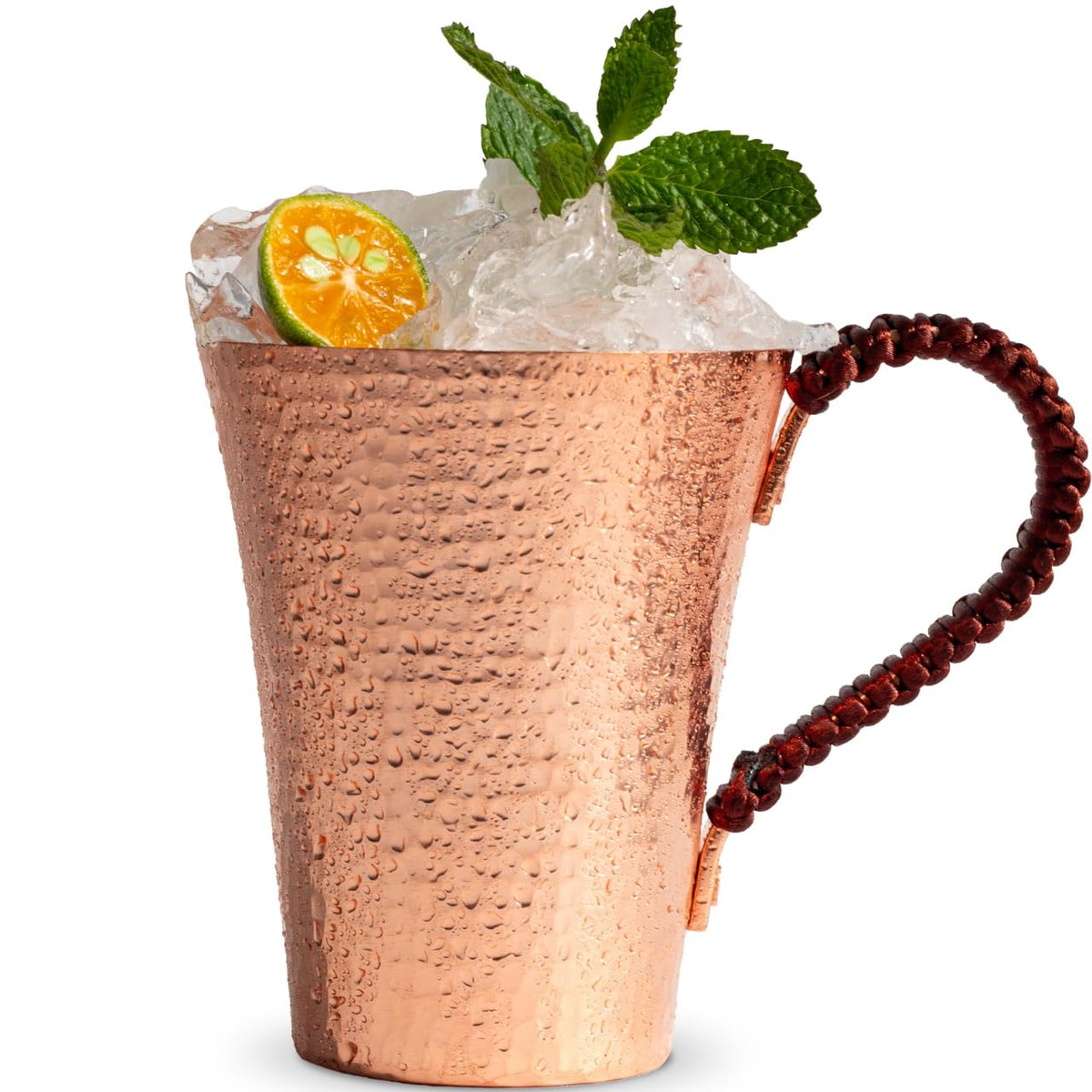 Copper Hand Hammered Ice Tea Cup with Handle 15 OZ P565757