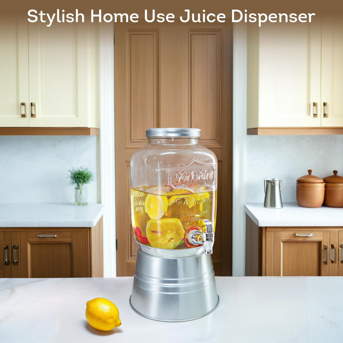 Glass Beverage Dispenser with Stand 1 Gallon F636197