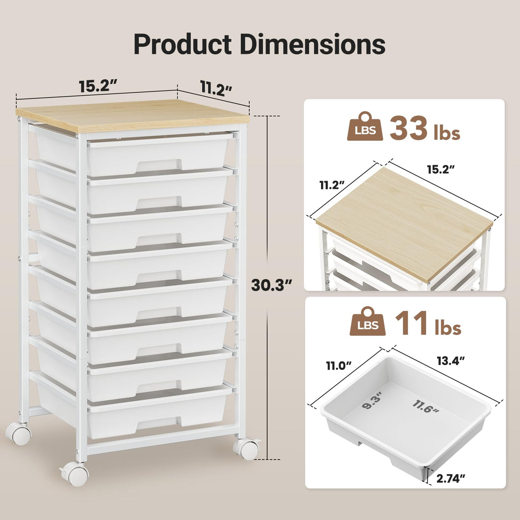 Rolling Cart with 8 Drawers A458