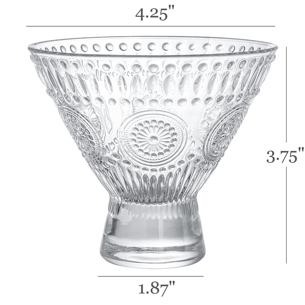 6 Pack 8 oz Stemless Martini Glasses G3529