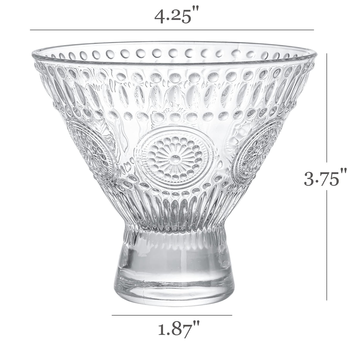 6 Pack 8 oz Stemless Martini Glasses G3529