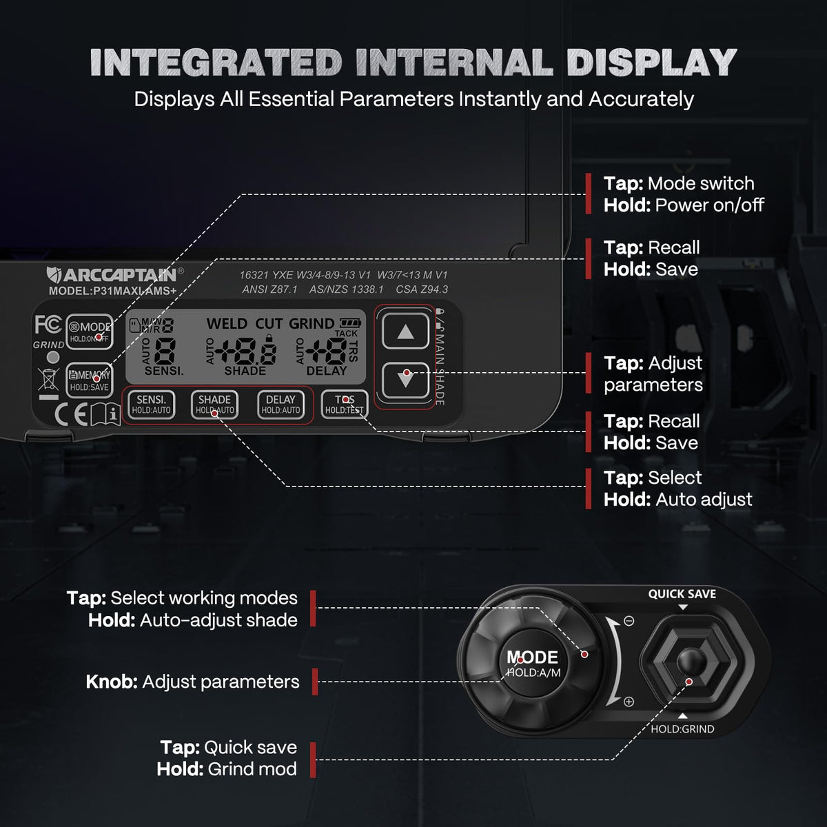 Intelligent Auto-Darkening Welding Helmet X981254