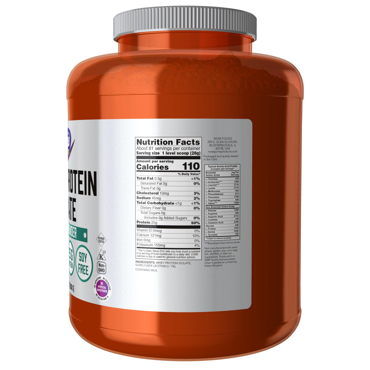 Whey Protein Isolate 24 g With BCAAs Unflavored Powder 5 lbs O615