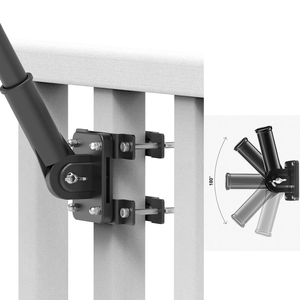 Flagpole Mount for Balcony Railing, Round and Square Railing, Black N751