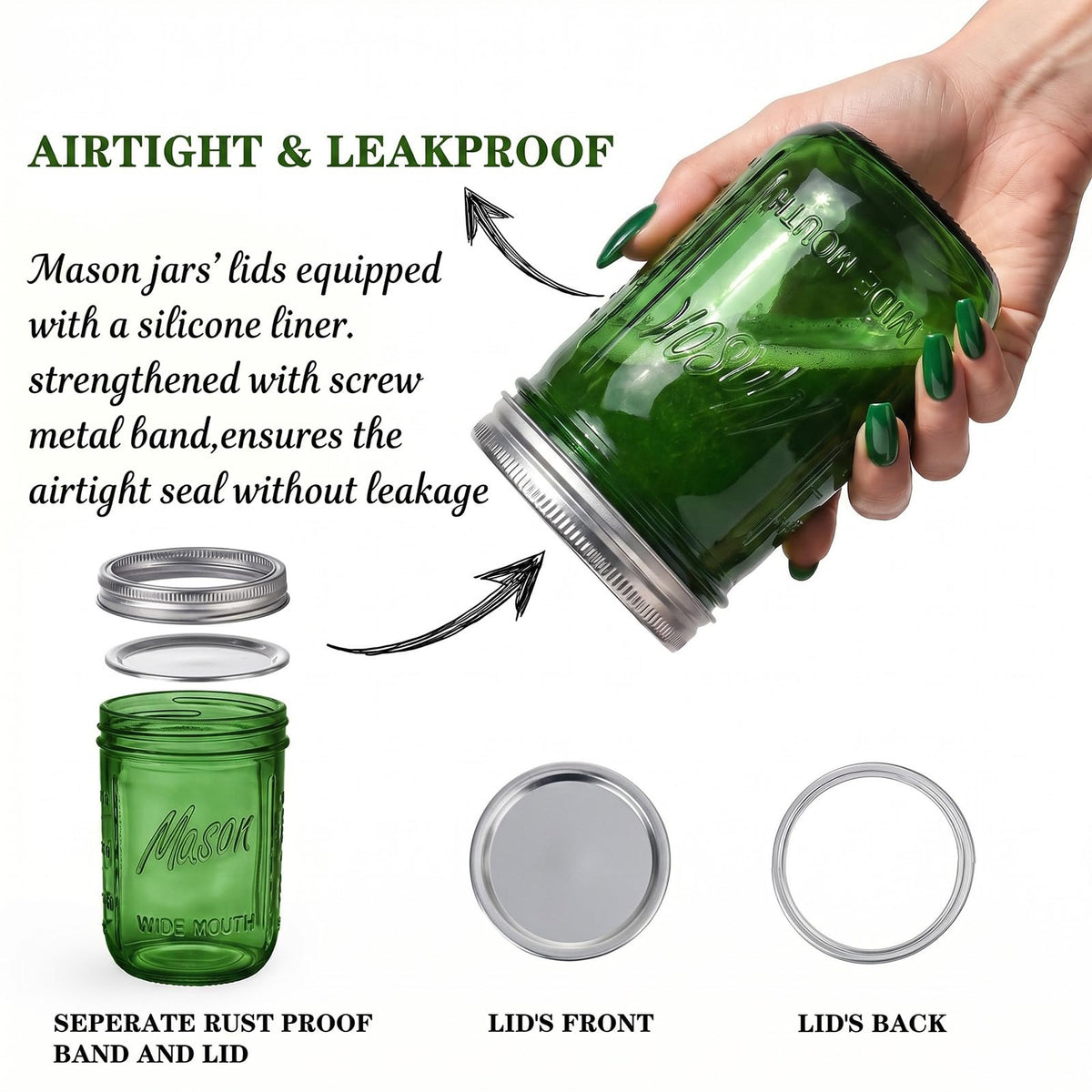 12 Pack 16 oz Wide Mouth Mason Jars with Lids V285
