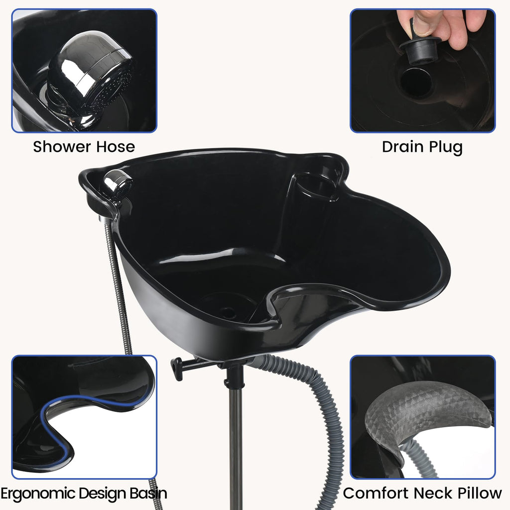 Portable Height Adjustable Shampoo Bowl with Electric Pump O74969