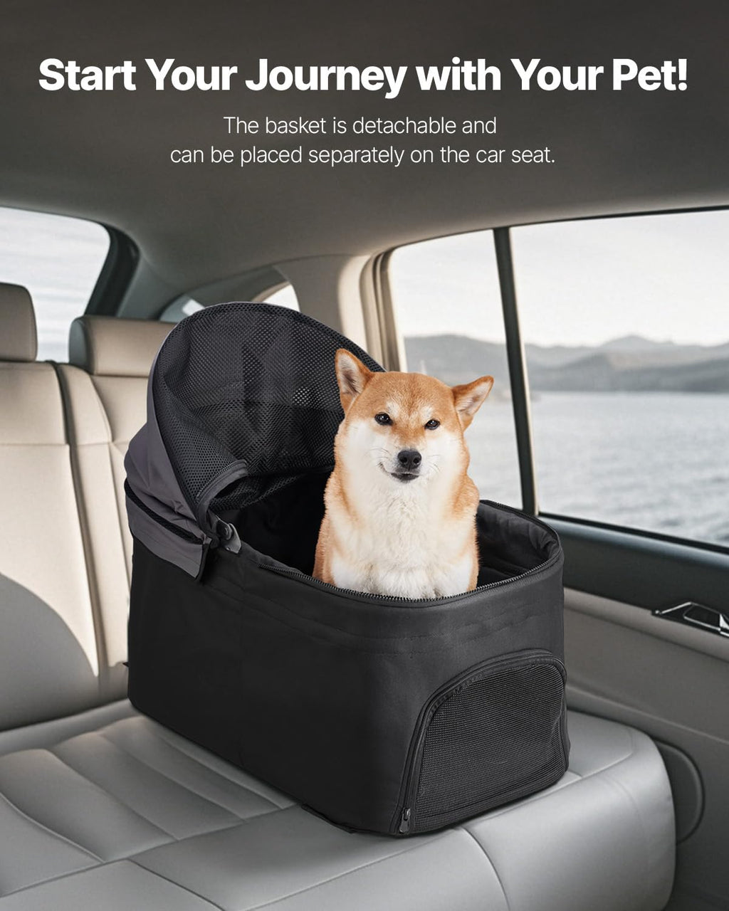 Foldable 4 Wheels Pet Stroller with Detachable Carrier D52565