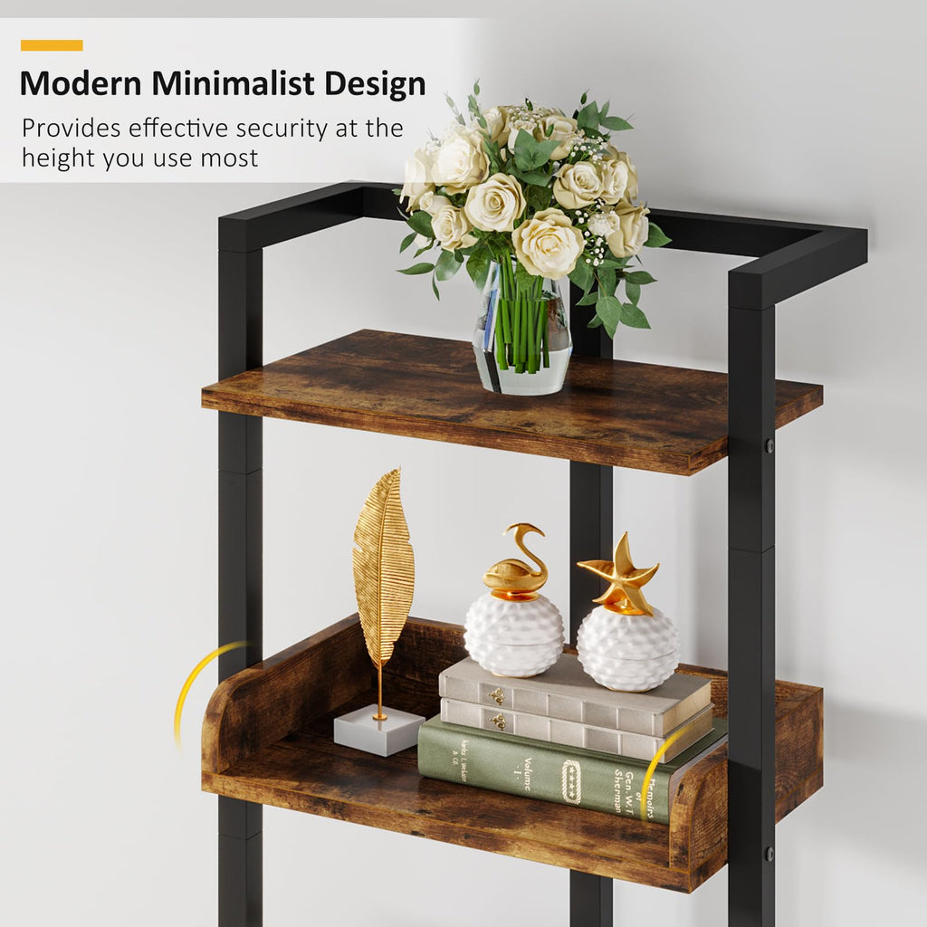 5 Tier Wood Bookcase with Metal Edge Protection W204